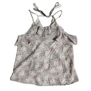August Winds floral ruffle tank top sz M